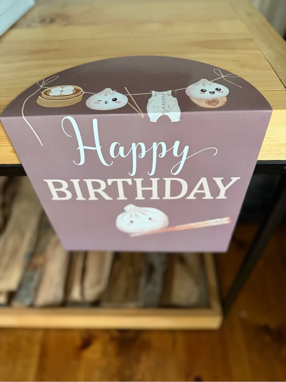 Cute Dumpling Squishy Birthday Party Banner and Decor - Brown and Tan